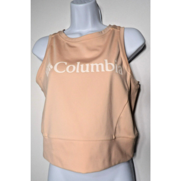 Columbia Crop Top Sz Large Omni-Wick Peach Color Spellout Logo Sleeveless - Picture 12 of 14